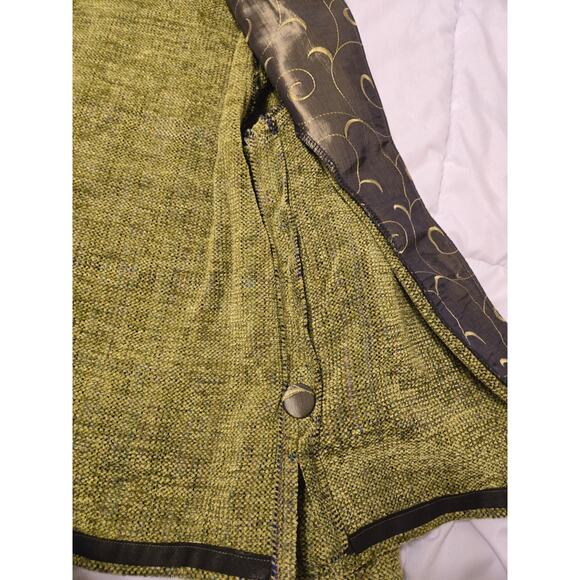 Vtg Fiber Artist LYNN YARRINGTON M Rust Chenille Blazer Green Holiday Festive - Picture 6 of 10